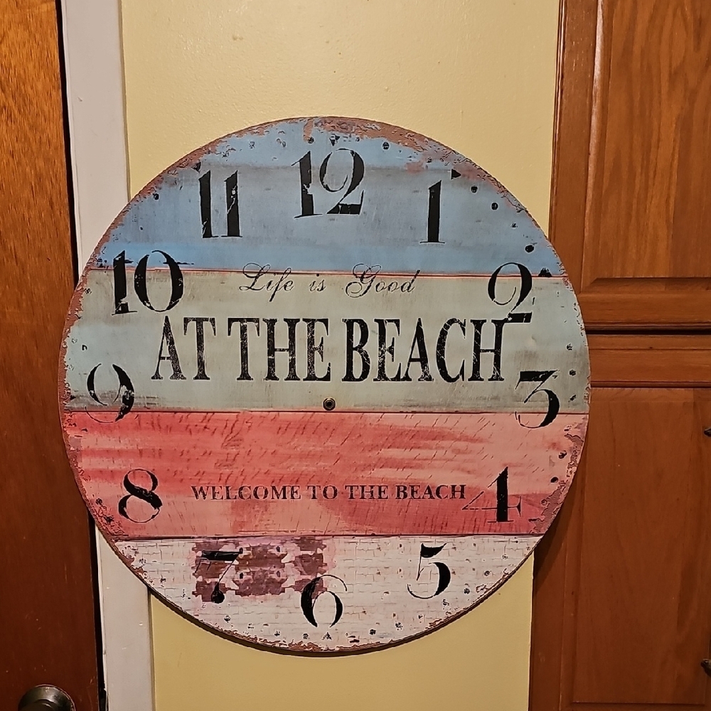 Beach-Themed Wall Clock with Multicolor Design